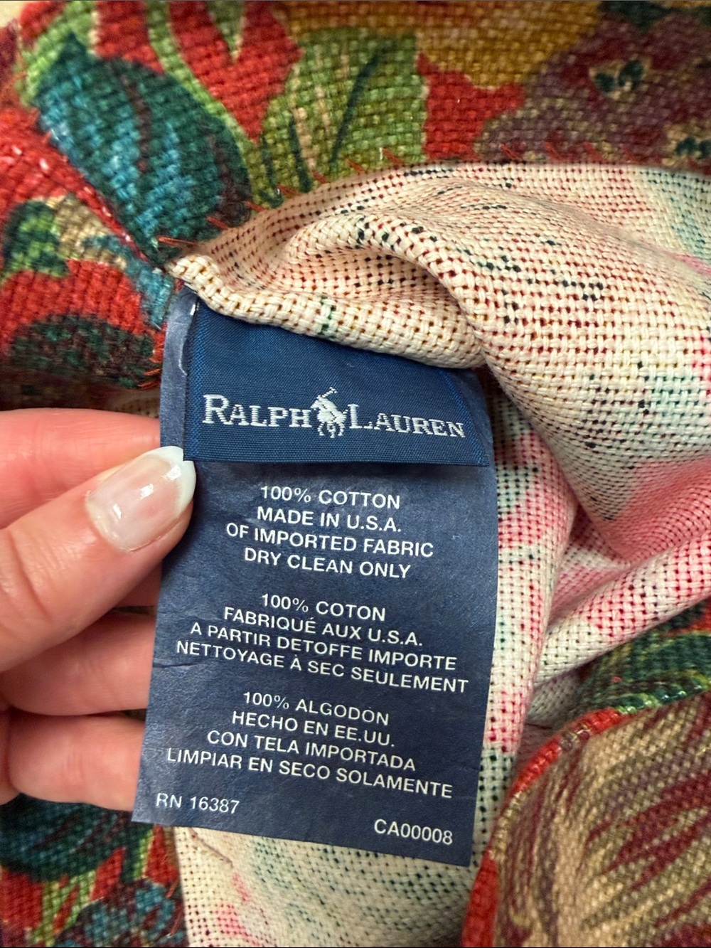 Ralph Lauren 2 Valences Red Floral Fabric Panel - Picture 7 of 7